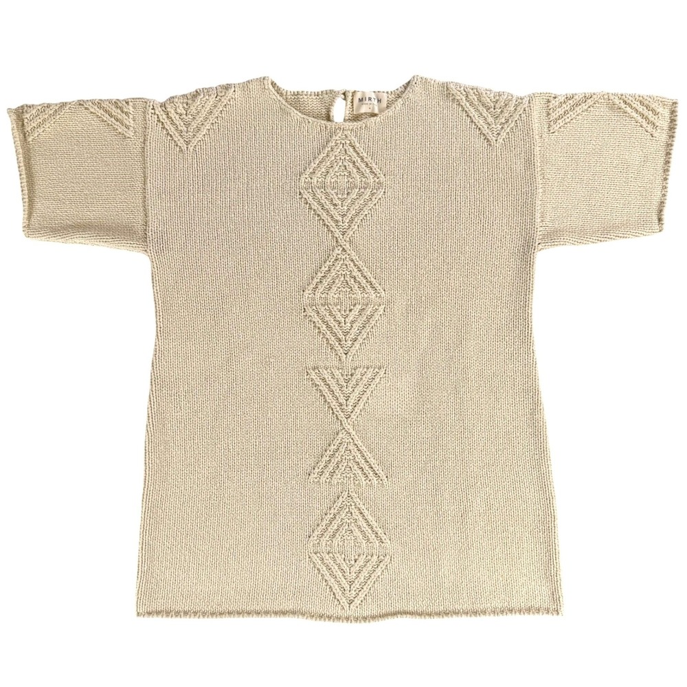 MIRTH Peru Hand Knit Cotton Sweater Tunic Geometric Boho Coastal Oversized M - Picture 4 of 7